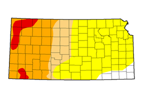 Drought-like conditions in Kansas worsen moving from east to west (Image credit: droughtmonitor.unl.edu) 