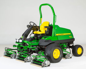 The John Deere 7500A Fairway Mower was one of eight new models of golf mowing equipment introduced at the 2014 Golf Industry Show..
