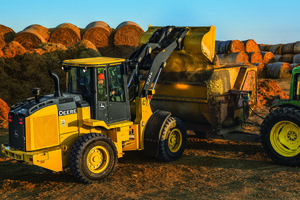 Each of Deere's three new wheel loader models boasts an EPA Final Tier 4 diesel engine.