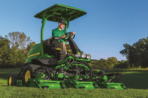 The 9009A TerrainCut™ Rough Mower has been added to Deere's golf equipment lineup to bring a new level of performance and productivity to the course. 