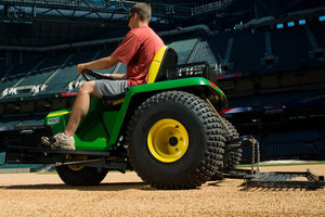 The Texas Rangers grounds crew will be using John Deere equipment to keep their playing surface at a professional level. 