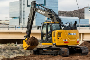 The 135G and 245G LC reduced-tail-swing excavators are designed to effectively work in tight spaces. 