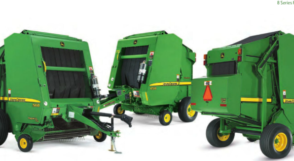 JD 568 part of 8 Series round balers