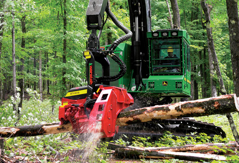 John Deere Tracked Forestry Harvester Cutting 