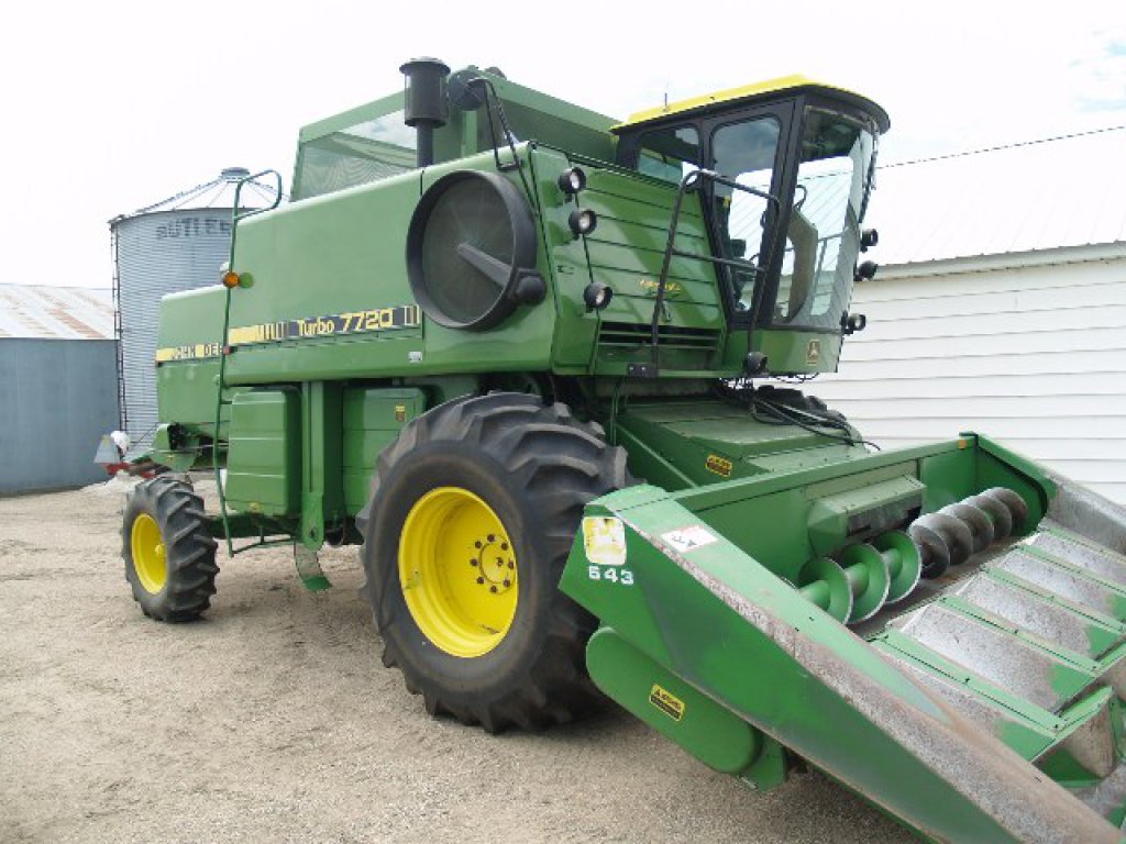 John Deere 7720 combines hold their value when taken care of. This combine with 2,175 hours sold for $24,500 (no head) on an August 8, 2013 farm auction in Minnesota