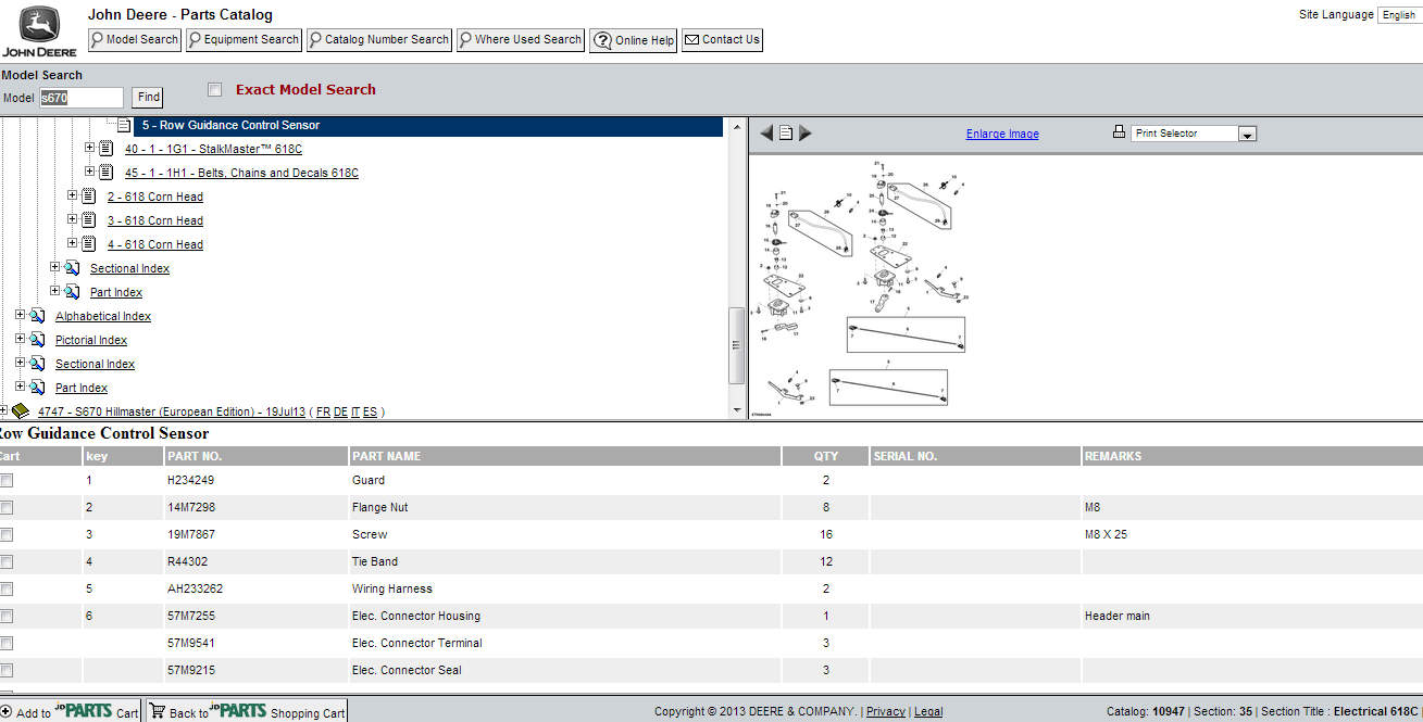 How to navigate the Online John Deere Parts Catalogue 