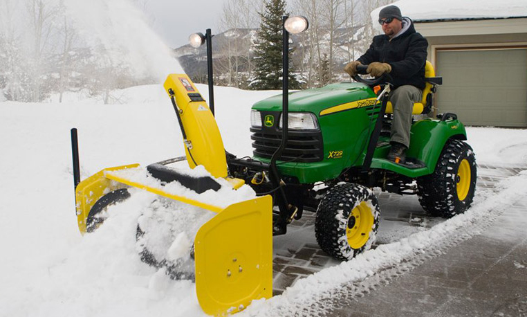 john deere riding mower with plow