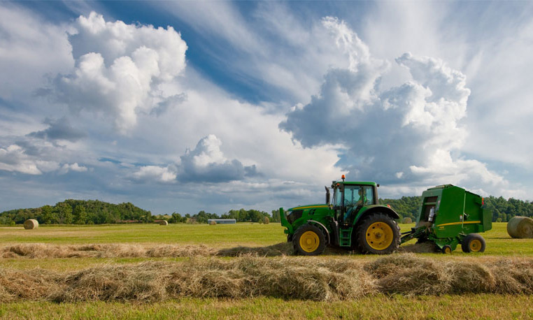 Hay Field With Tractor