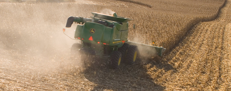 John Deere Combine Harvesting Corn 