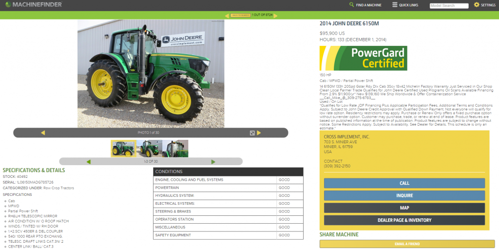 MachineFinder Tractor Listing