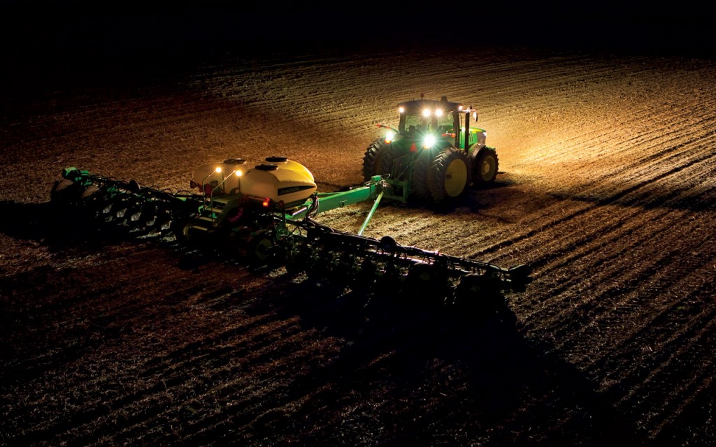 John Deere Tractor at Night