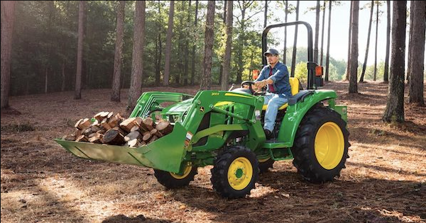 This compact utility tractor has an engine that operates with up to 75 horsepower.