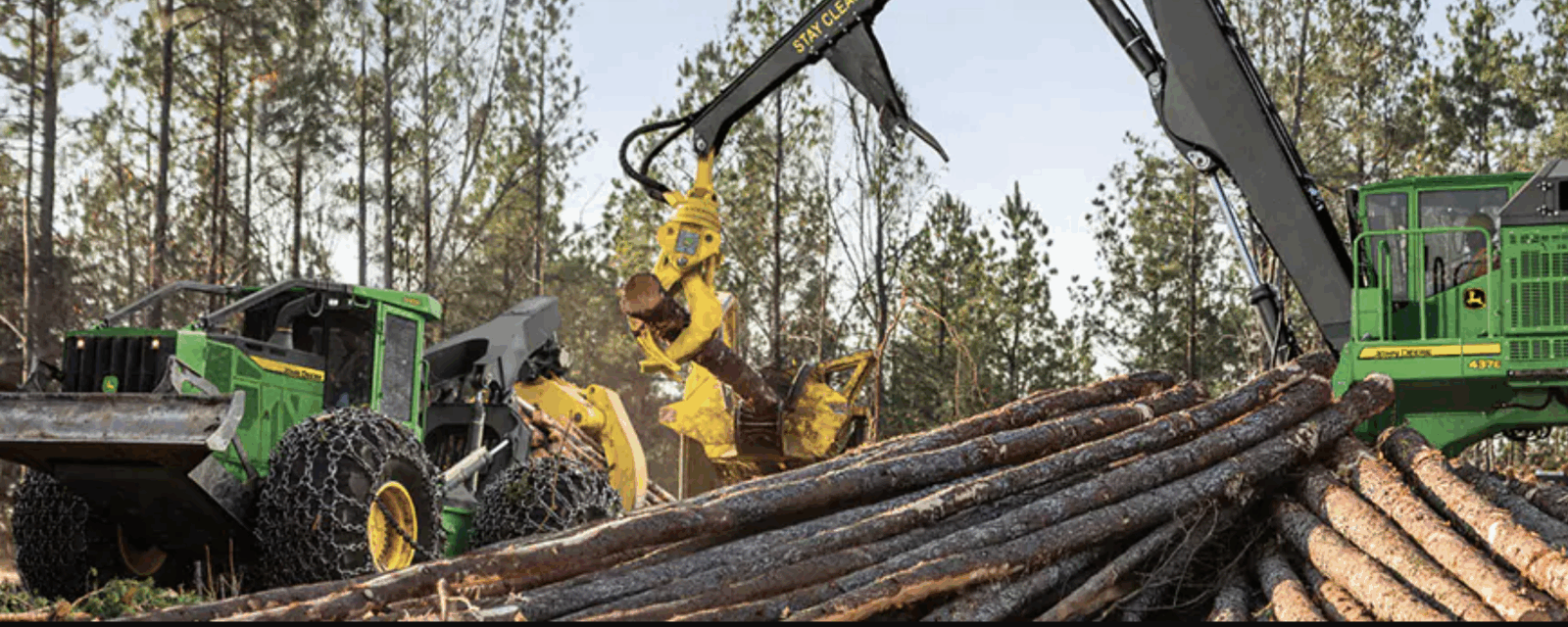 John Deere logging equipment at work