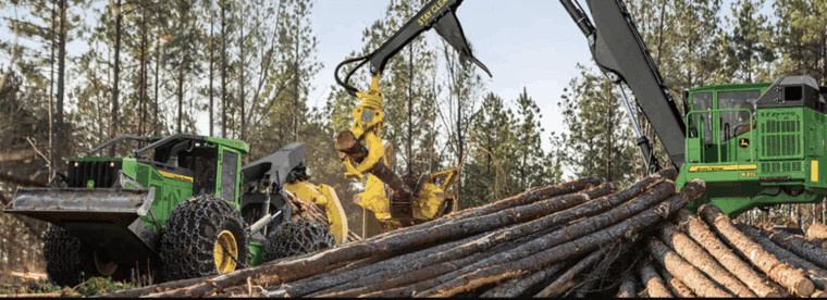 John Deere logging equipment at work