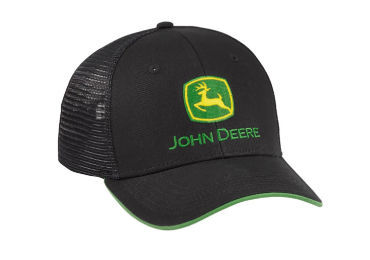 John Deere Men's Black Mesh Black Hat