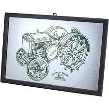 John Deere Vintage Tractor Etched Mirror