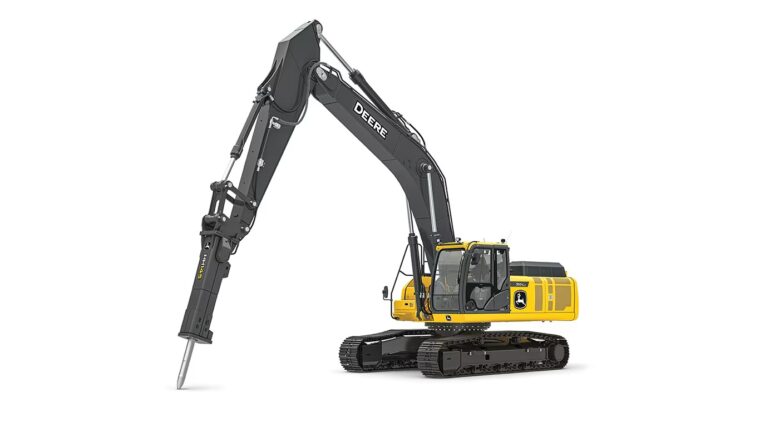 John Deere Excavator with Hydraulic Hammer Attachment